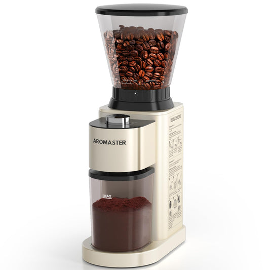 Aromaster Burr Coffee Grinder, Coffee Bean Grinder,Stainless Steel Coffee Grinder Electric,24 Grind Settings, Espresso/Pour Over/Cold Brew/French Press Coffee Maker