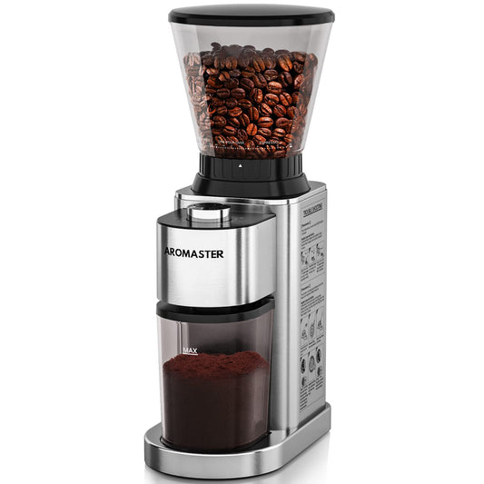 Aromaster Burr Coffee Grinder, Coffee Bean Grinder,Stainless Steel Coffee Grinder Electric,24 Grind Settings, Espresso/Pour Over/Cold Brew/French Press Coffee Maker